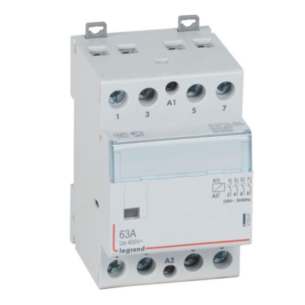 Contactor con bobina 230V~ - 4P - 400V~ - 63A - 4 NA - 3 módulos