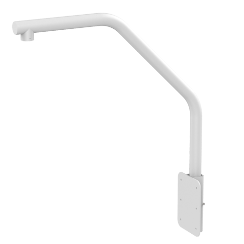 Soporte cisne para domos motorizadas. Apto para uso exterior, instalación en cornisa, color blanco con pasador de cables