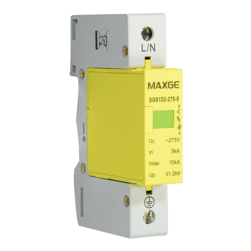 Protector sobretensiones transitorias. 1 P, Tipo 3/Clase D, 10kA Imax, 275VAC / 360VDC Uc