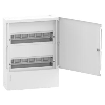 Caja de distribución Superficie Resi9 MP 2 fila de 24 módulos. Puerta blanca