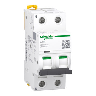 Interruptor magnetotérmico Acti9 iC60N 1P+N 10 A curva C 6000 A/10 kA
