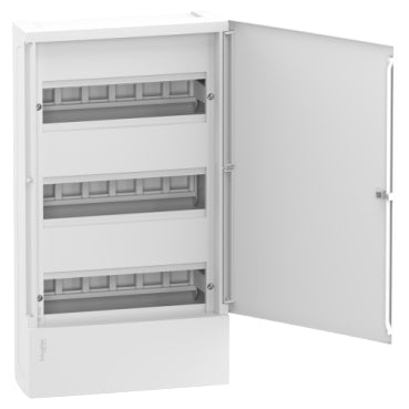 Caja de distribución Superficie Resi9 MP 3 fila de 36 módulos. Puerta blanca